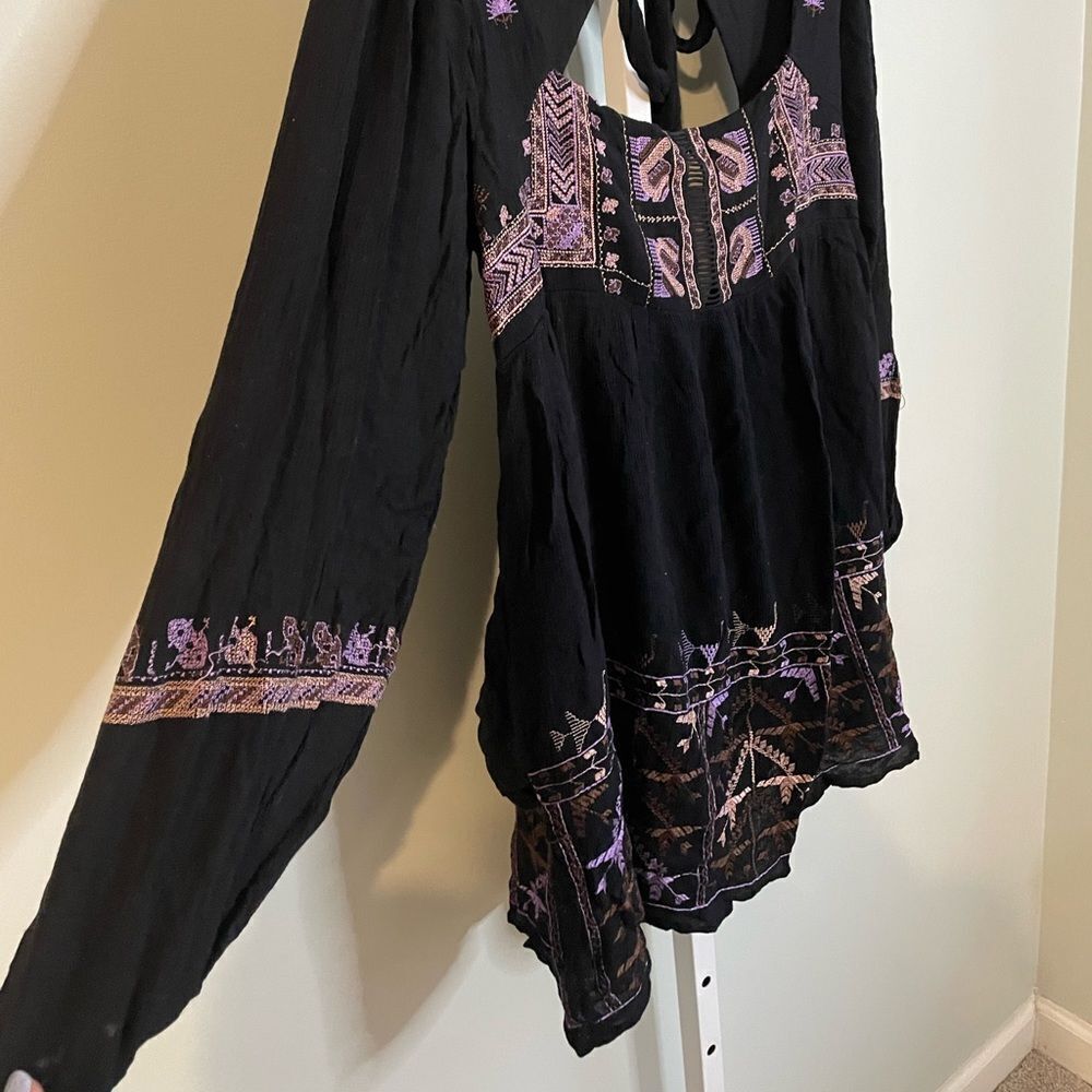 Free People Rhiannon Black Embroidered Mini Dress - Picture 6 of 9